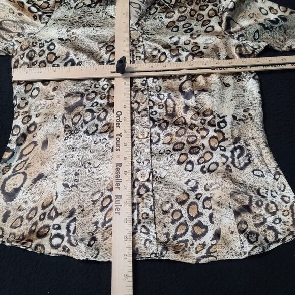 Antilia Femme Womens Button Up Blouse Multicolor Size Medium Polyester Blend - Picture 3 of 12